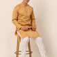 Men's Silk Blend Sequence Embroidered Kurta Pyjama Set ( JOKP 661 Beige )