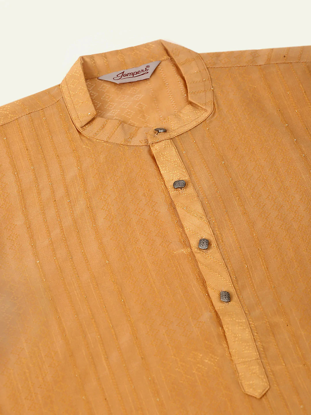 Men's Silk Blend Sequence Embroidered Kurta Pyjama Set ( JOKP 661 Beige )
