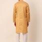 Men's Silk Blend Sequence Embroidered Kurta Pyjama Set ( JOKP 661 Beige )