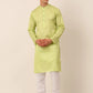Men's Silk Blend Sequence Embroidered Kurta Pyjama Set ( JOKP 661 Green )