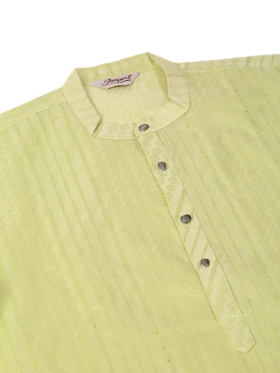 Men's Silk Blend Sequence Embroidered Kurta Pyjama Set ( JOKP 661 Green )