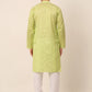 Men's Silk Blend Sequence Embroidered Kurta Pyjama Set ( JOKP 661 Green )
