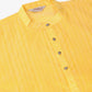 Men's Silk Blend Sequence Embroidered Kurta Pyjama Set ( JOKP 661 Yellow )