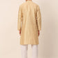 Men's Silk Blend Collar Embroidered Kurta Pyjama Set ( JOKP 662 Beige )