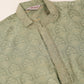 Men's Silk Blend Collar Embroidered Kurta Pyjama Set ( JOKP 662 Pista )