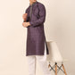 Men's Silk Blend Collar Embroidered Kurta only ( KO 662 Purple )