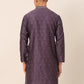 Men's Silk Blend Collar Embroidered Kurta only ( KO 662 Purple )
