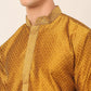 Men's Silk Blend Collar Embroidered Kurta Pyjama Set ( JOKP 664 Mustard )