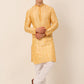 Men's Silk Blend Collar Embroidered Kurta Pyjama Set ( JOKP 665 Golden )