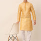 Men's Silk Blend Collar Embroidered Kurta Pyjama Set ( JOKP 665 Golden )