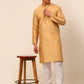 Men Beige Striped Pleated Chikankari Kurta Only ( KO 666 Beige )