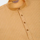 Men Beige Striped Pleated Chikankari Kurta pyjama Set ( JOKP 666 Beige )