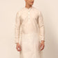 Men Cream Striped Pleated Chikankari Kurta Only ( KO 666 Cream )