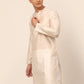 Men Cream Striped Pleated Chikankari Kurta Only ( KO 666 Cream )