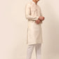 Men Cream Striped Pleated Chikankari Kurta Only ( KO 666 Cream )