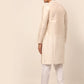 Men Cream Striped Pleated Chikankari Kurta pyjama Set ( JOKP 666 Cream )