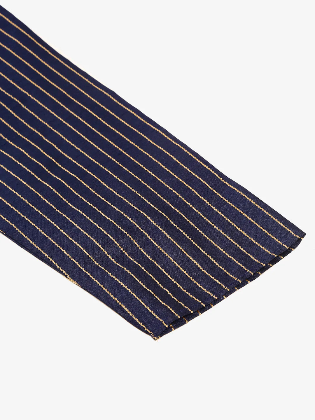 Men Navy Blue Striped Pleated Chikankari Kurta pyjama Set ( JOKP 666 Navy )