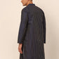 Men Navy Blue Striped Pleated Chikankari Kurta Only ( KO 666 Navy )