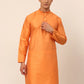 Men Peach Striped Pleated Chikankari Kurta Only ( KO 666 Peach )