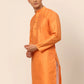 Men Peach Striped Pleated Chikankari Kurta Only ( KO 666 Peach )