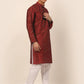 Men Maroon Paisley Printed Kurta with Pyjama ( JOKP 667 Maroon )