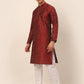 Men Maroon Paisley Printed Kurta with Pyjama ( JOKP 667 Maroon )