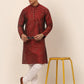 Men Maroon Paisley Printed Kurta with Pyjama ( JOKP 667 Maroon )