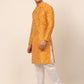 Men Mustard Paisley Printed Kurta with Pyjama ( JOKP 667 Mustard )