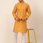 Men Mustard Paisley Printed Kurta with Pyjama ( JOKP 667 Mustard )