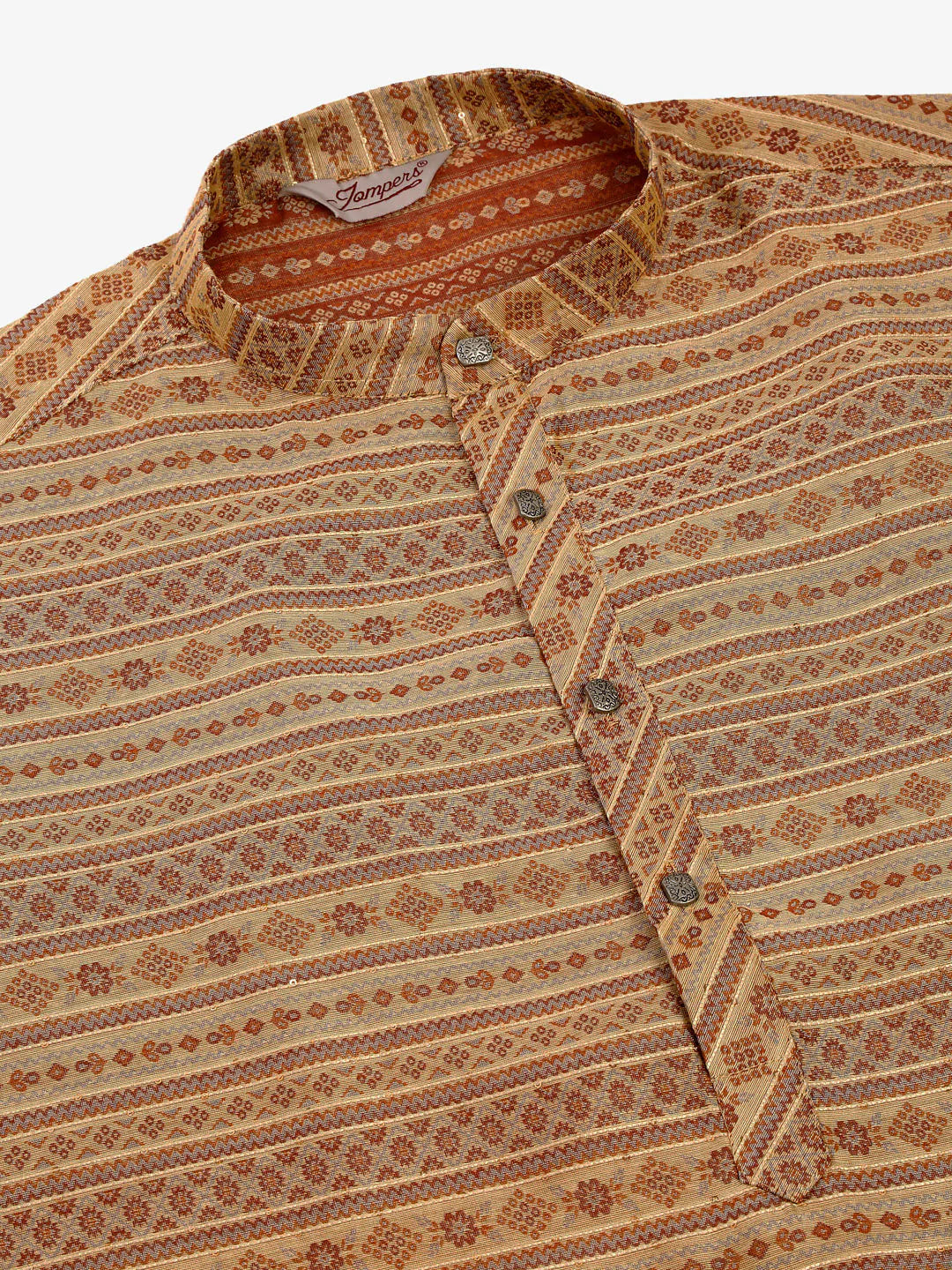 Men Sequinned Kurta with Churidar ( JOKP 668 Brown )