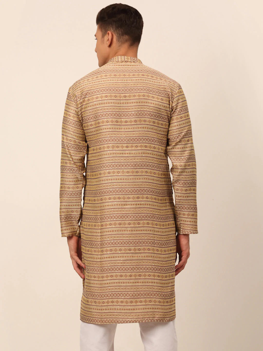 Men Printed Sequinned Kurta Only ( KO 668 Brown )