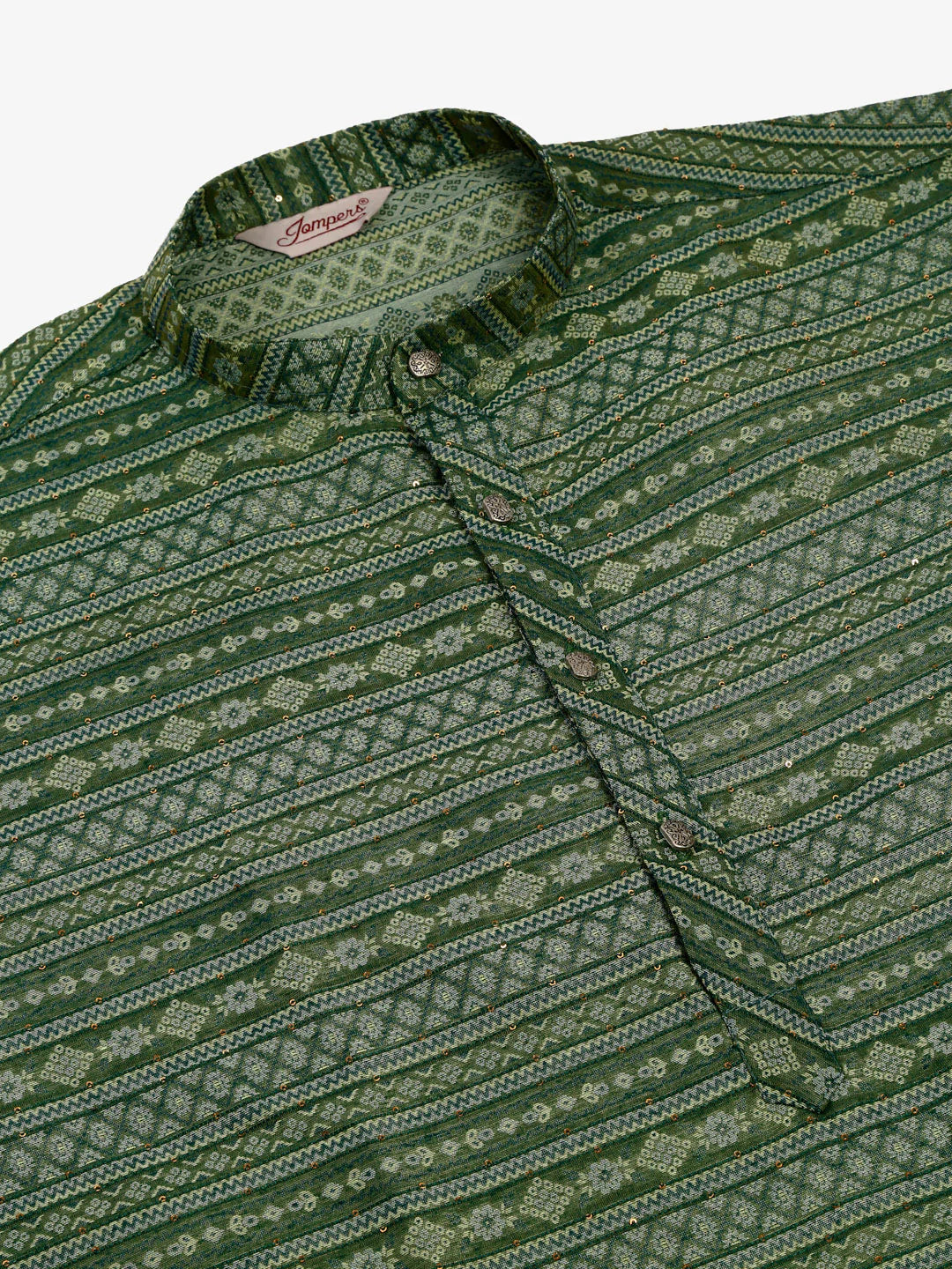 Men Printed Sequinned Kurta Only ( KO 668 Green )