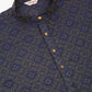 Men Navy Blue Floral Printed Kurta with Churidar ( JOKP 669 Navy )