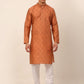 Men Peach Floral Printed Kurta with Churidar ( JOKP 669 Peach )