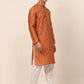 Men Peach Floral Printed Kurta with Churidar ( JOKP 669 Peach )