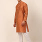 Men Peach Floral Printed Kurta with Churidar ( JOKP 669 Peach )