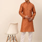 Men Peach Floral Printed Kurta with Churidar ( JOKP 669 Peach )