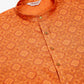 Men Peach Floral Printed Kurta with Churidar ( JOKP 669 Peach )