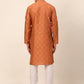 Men Peach Floral Printed Kurta with Churidar ( JOKP 669 Peach )