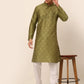 Men Pista Green Floral Printed Kurta with Churidar ( JOKP 669 Pista )