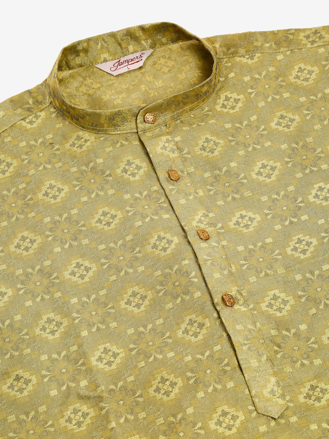 Men Pista Green Floral Printed Kurta with Churidar ( JOKP 669 Pista )
