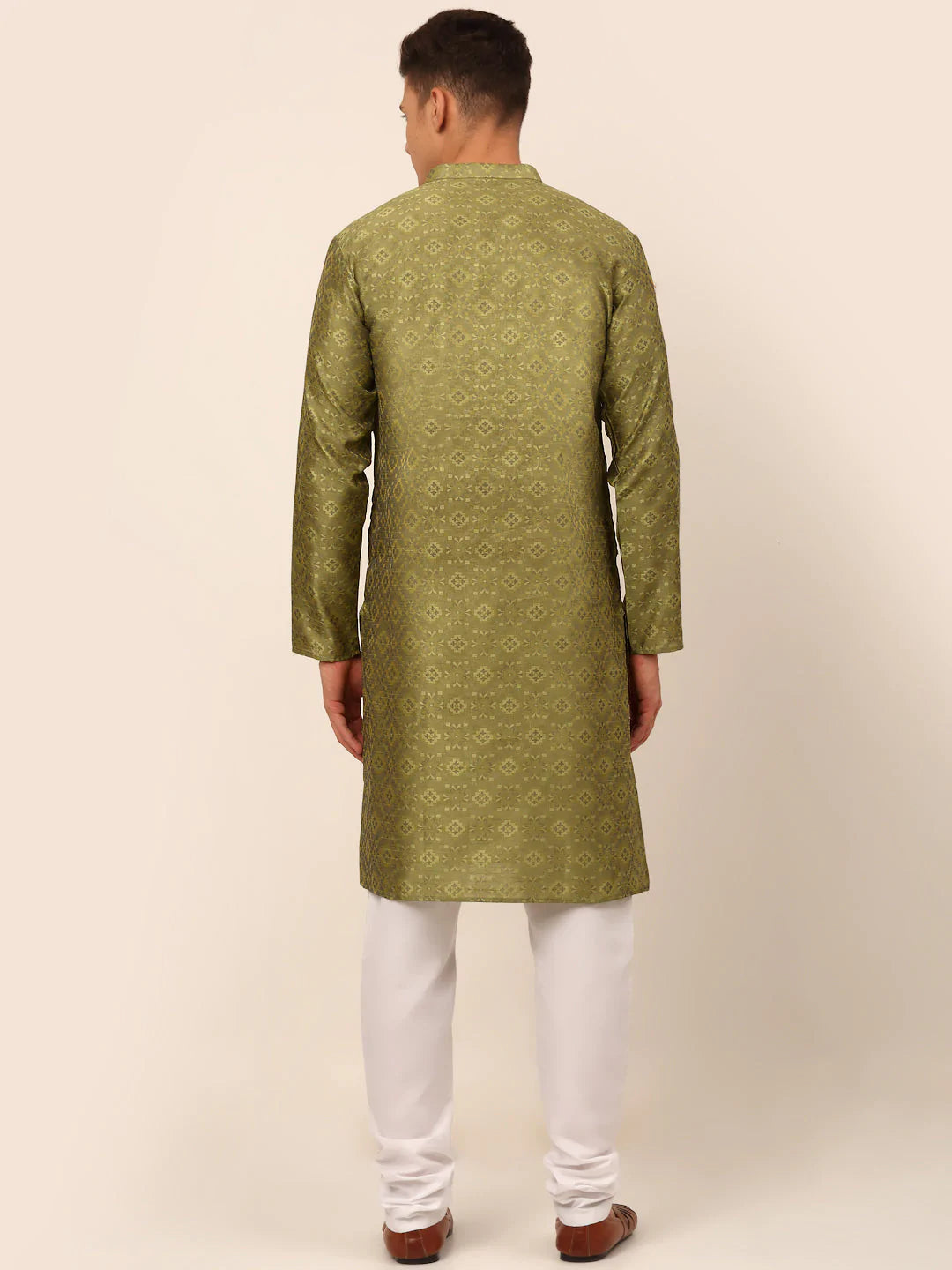 Men Pista Green Floral Printed Kurta with Churidar ( JOKP 669 Pista )
