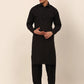 Men Black Cotton Solid Pathani Kurta with Salwar ( JOKP 670 Black )