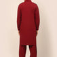 Men Maroon Cotton Solid Pathani Kurta with Salwar ( JOKP 670 Maroon )