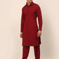 Men Maroon Cotton Solid Pathani Kurta with Salwar ( JOKP 670 Maroon )