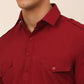 Men Maroon Cotton Solid Pathani Kurta with Salwar ( JOKP 670 Maroon )