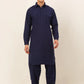Men Navy Cotton Solid Pathani Kurta with Salwar ( JOKP 670 Navy )