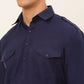 Men Navy Cotton Solid Pathani Kurta with Salwar ( JOKP 670 Navy )