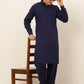 Men Navy Cotton Solid Pathani Kurta with Salwar ( JOKP 670 Navy )