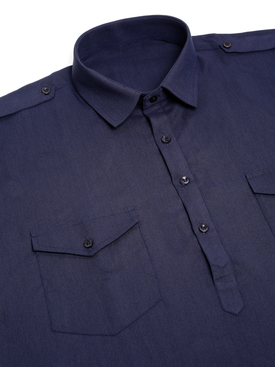 Men Navy Cotton Solid Pathani Kurta with Salwar ( JOKP 670 Navy )